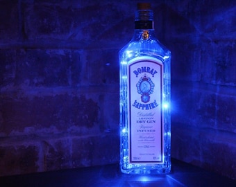 Bombay Sapphire Gin  Bottle Lamp- 20 LED Lights - bar