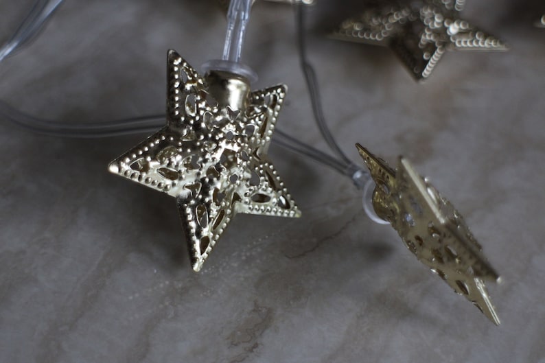 Gold Moroccan Star Lights Fairy Lights Battery Powered Etsy