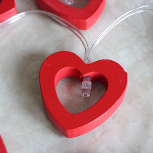 Red Heart Christmas Lights, Fun Fairy Lights, Battery Powered Valentines Gift image 2