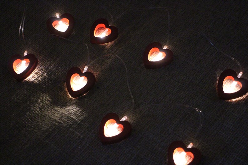 Red Heart Christmas Lights, Fun Fairy Lights, Battery Powered Valentines Gift image 6