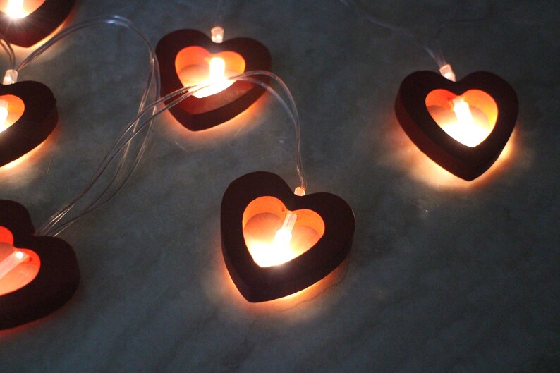 Red Heart Christmas Lights, Fun Fairy Lights, Battery Powered Valentines Gift image 4