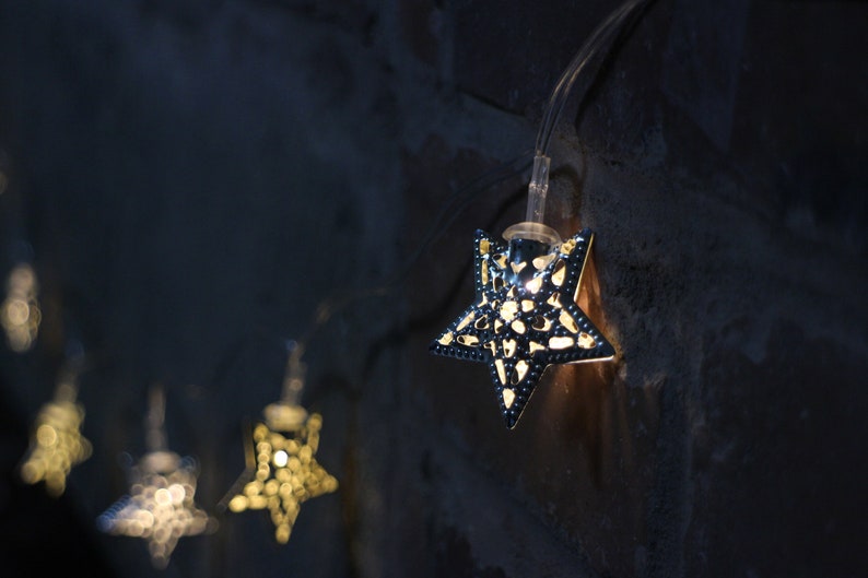 Gold Moroccan Star Lights Fairy Lights Battery Powered Etsy
