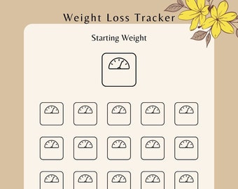 Printable Weight Loss Tracker Journal, Digital Weight Loss Tracker, Weight Loss Goal Tracker