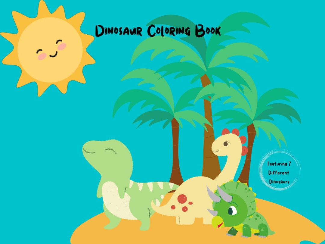 Digital Printable Dinosaur Coloring Book, Printable Coloring Book for Children, Educational ...