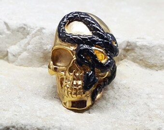 Snake & Skull Ring | Black or Gold Stainless Steel Options