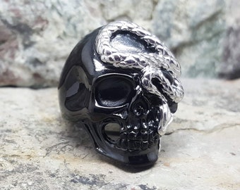 Snake & Skull Ring | Black or Gold Stainless Steel Options