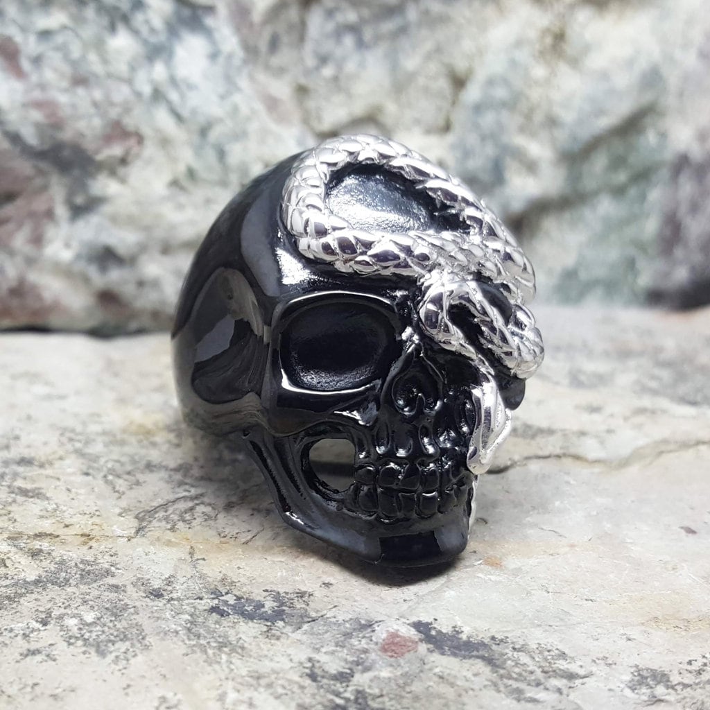 Snake & Skull Ring | Black or Gold Stainless Steel Options