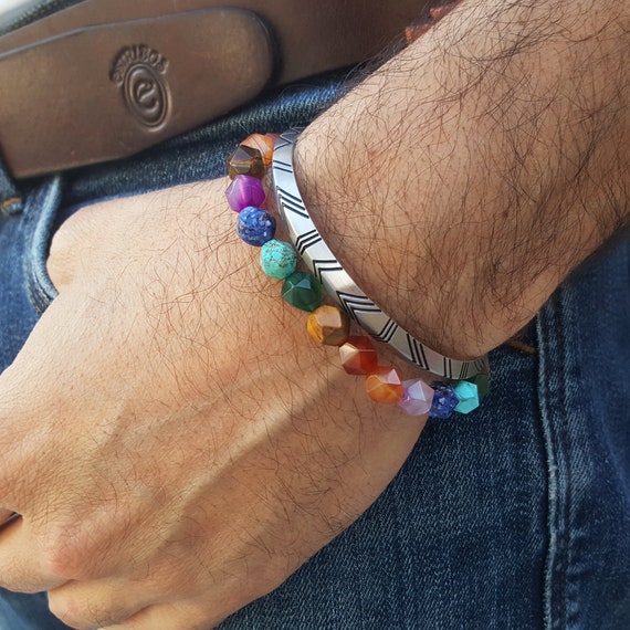 Bracciale Con Pietre Naturali Chakra, Regolabile Con Catena Di Estensione, Regalo Per Donna - 2
