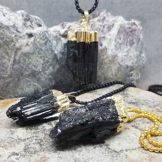 TOURMALINE BLACK Raw Necklace. Protection Stone. Raw Crystal