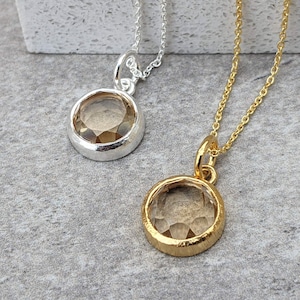 Citrine Round Necklace | Yellow Gemstone Pendant | Gold & Silver Options | November Birthstone Jewellery | Gift for Her