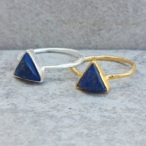 Lapis Lazuli Triangle Ring | September Birthstone Ring | Gold & Silver | Sizes US 5-9 | Blue Gemstone Ring | Gift for Her
