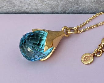 Blue Topaz Pendant Necklace |  Set Necklace and Earrings Option | Gold & Silver | November Birthstone Jewellery | Gift for Her