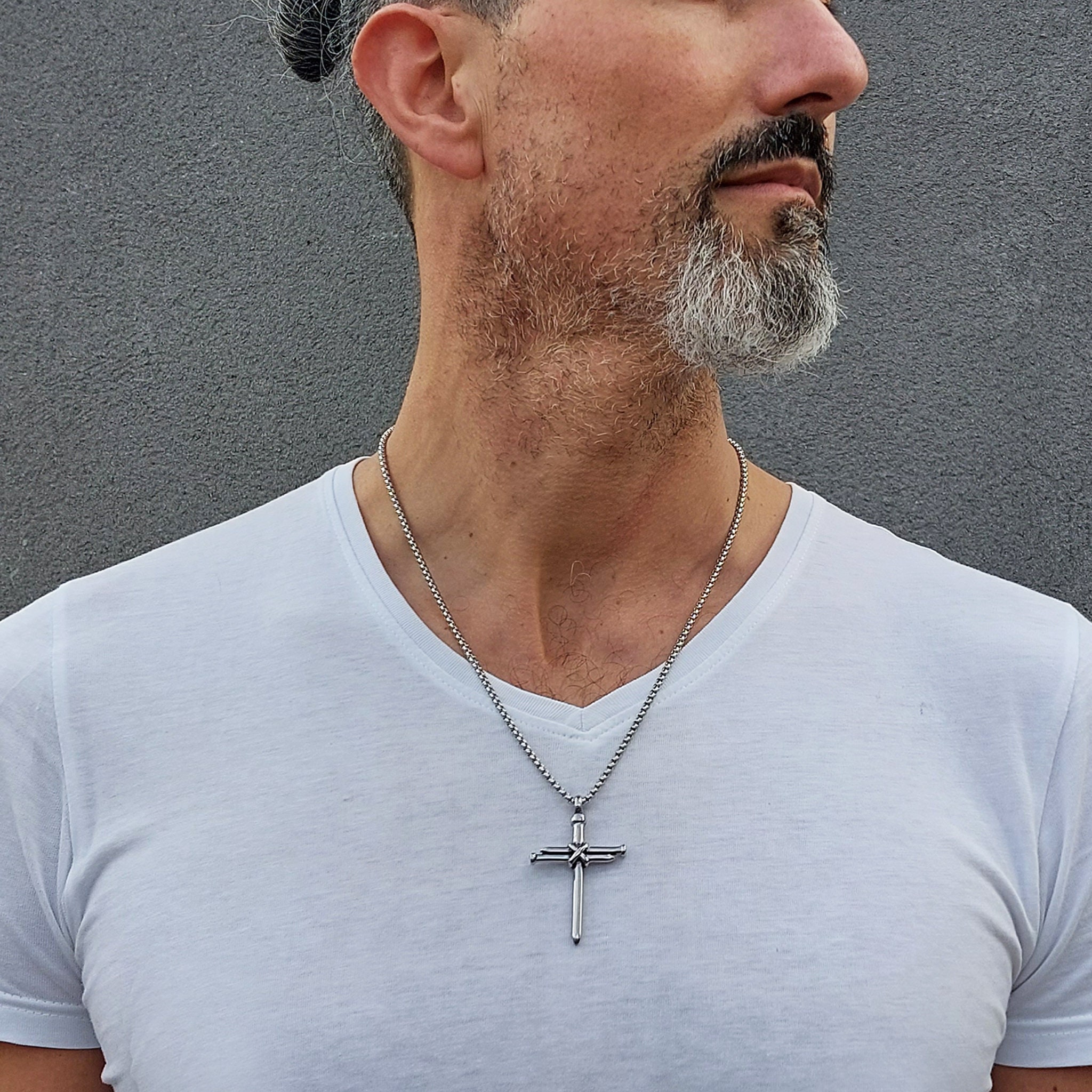 Collana Uomo In Acciaio Inossidabile Con Pendente Croce Vajra, Gioiello Religioso Vintage Stile Thai, Regalo Unico
