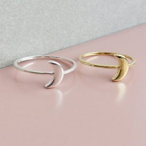 Moon Ring | Dainty Minimalist Ring | Gold, Silver & Black Options | Sterling Silver Ring | Boho Jewellery | Gift for Her| Gift for Friend