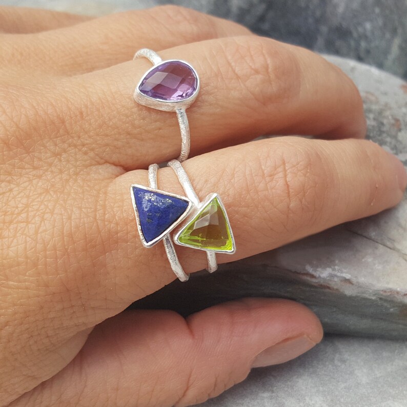 Natural Amethyst Silver Ring February Birthstone Gift Mother/'s Day Handmade Silver Ring-925 Sterling Silver Teardrop Ring Women/'s rings