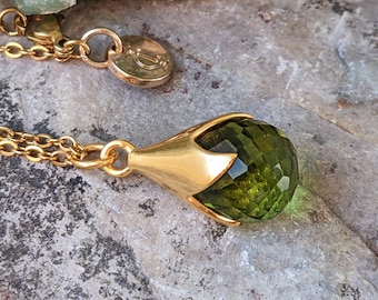 Peridoothangerketting | Groene set ketting en oorbellen optie | Goud en zilver | Geboortesteensieraden augustus | Cadeau voor haar