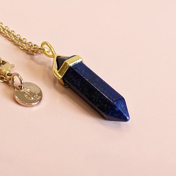 Collier Chaîne En Acier Inoxydable Avec Pendentif Dendritique Calcite Naturelle - Fermoir Magnétique Sans Nickel - Longueur 47 Cm - Neuf Sans Emballage