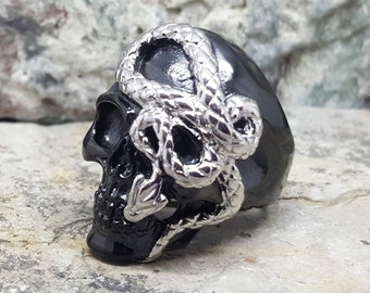 Snake & Skull Ring | Black or Gold Stainless Steel Options
