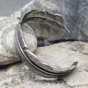 Mann Armband, Geschenk für Mann, für ihn, Silber Armband, Mann Geschenk, Feder Armband, Mann Schmuck, Manschette Armband für Mann, Vater, Ehemann, Bild 3