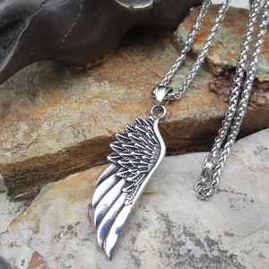 Wings Pendant Necklace | Stainless Steel Necklace | Spiritual Necklace | Gothic Jewellery | Gift for Him & Her | Christmas Gift