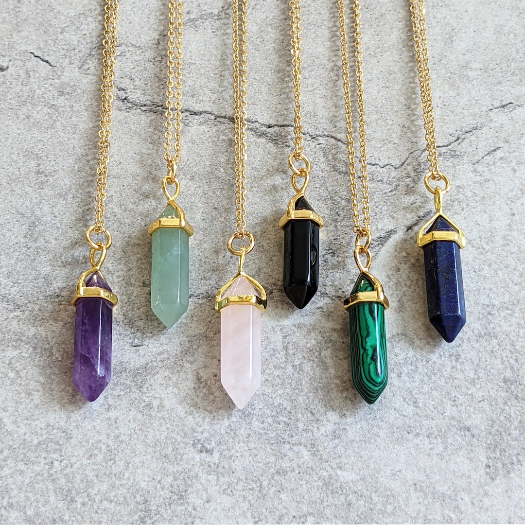 Grand Pendentif Artistique Bronze Doré, Malachite, Quartz Améthyste - France
