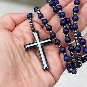 Alex Rosary Necklace. Necklace for Men. Hematite. Crucifix. Onyx Stone Onyx. Catholic Christian Religious. Mens Jewellery. Gift For Him image 8