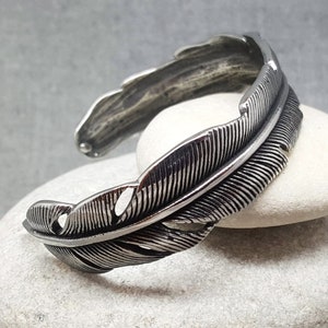 Mann Armband, Geschenk für Mann, für ihn, Silber Armband, Mann Geschenk, Feder Armband, Mann Schmuck, Manschette Armband für Mann, Vater, Ehemann, Bild 4