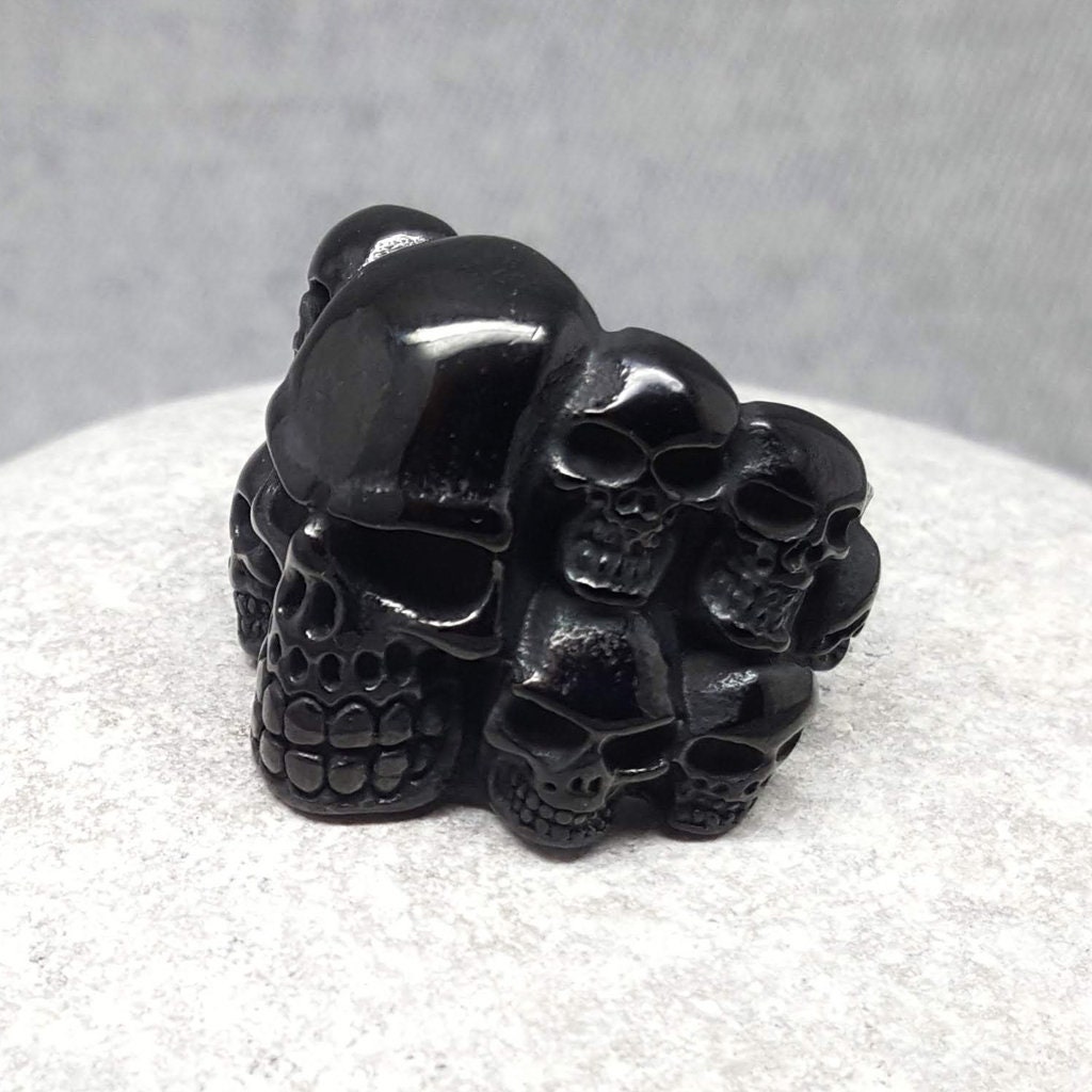 Black Skull Ring. Men Women Rings. Biker Ring. Ring Skull. Etsy