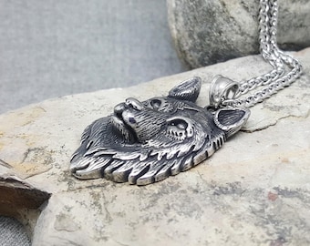 ★追跡&関税込【MIANSAI】シルバーWolf Pendant Necklace Sterling Silver Werewolf Necklace, Handmade Wolf Pendant