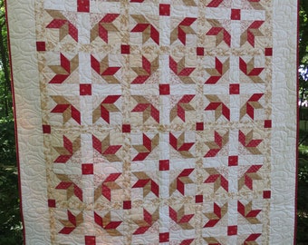 Hamptons Lap Quilt Red, White and Tan