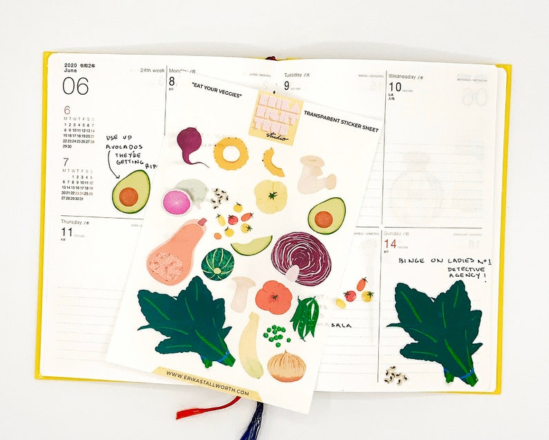 Eat Your Veggies Transparent Planner Sticker Sheet | Etsy