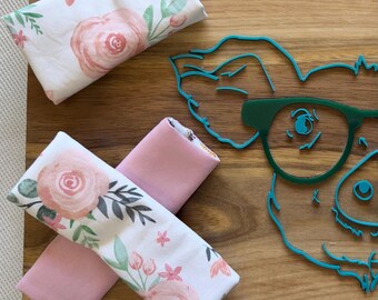 Fundas reversibles para arnés Pavlik - x7 - rosas rosas y blancas