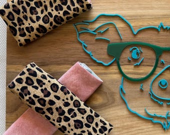 Fundas reversibles para arnés Pavlik - x7 - estampado animal de guepardo rosa malva