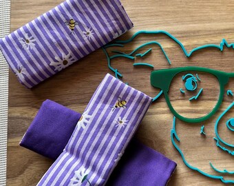 Fundas de arnés reversibles Pavlik - x7 - rayas moradas con flores y abejas/morado