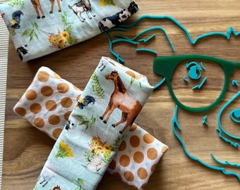 Fundas reversibles para arnés Pavlik (x7) - Animales de granja/puntos marrones