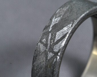 Gibeon meteorite ring, Meteorite, titanium wedding ring, engagement ring