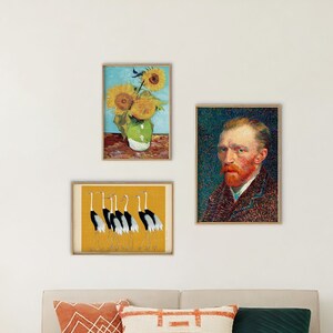 vintage gallery wall art set of 3, eclectic and colorful vintage printable art set, Van Gogh gallery wall art prints