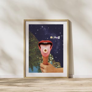 surreal photo collage art print, vintage psychedelic dorm art print, retro eclectic printable art