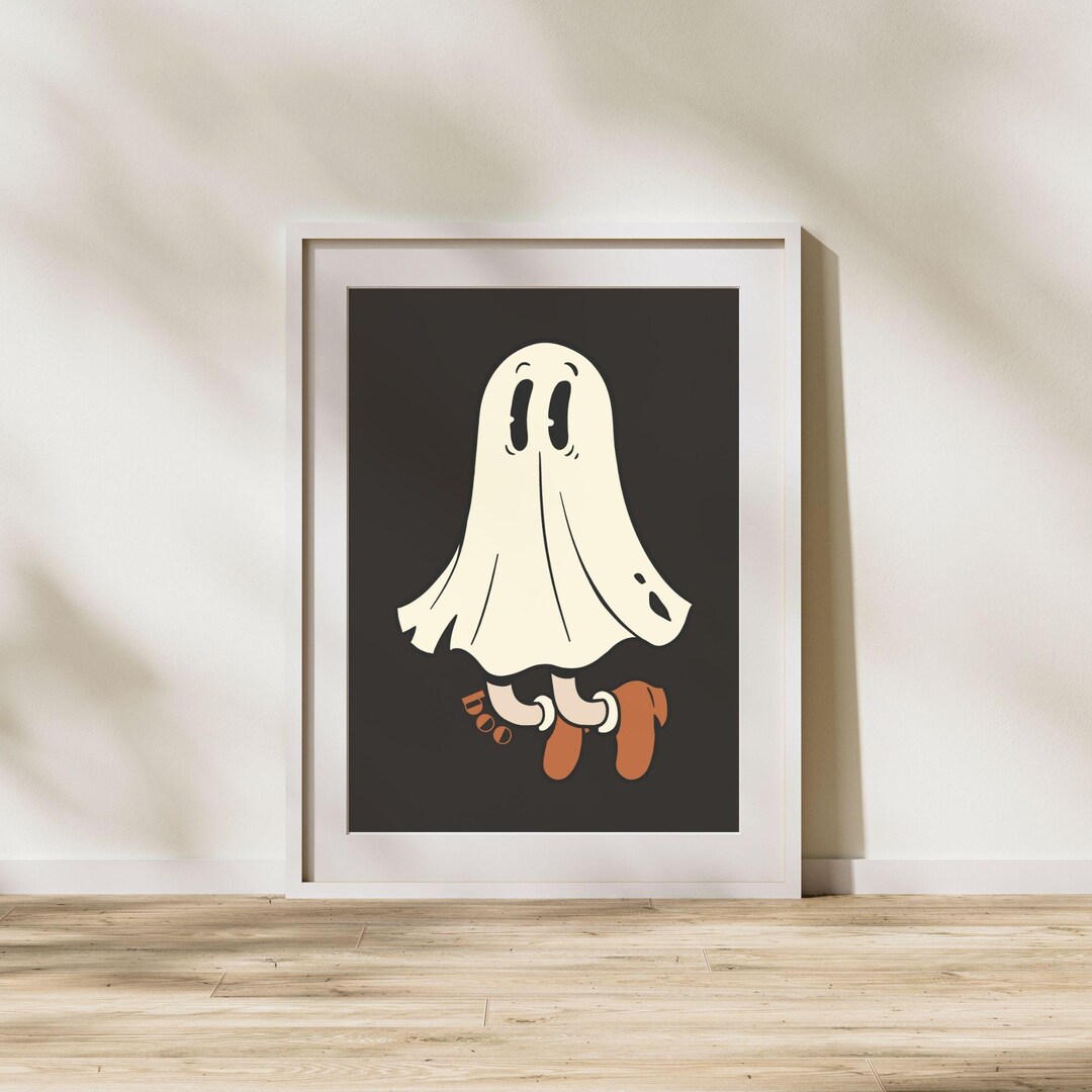 Retro Sheet Ghost Printable Art, Vintage Retro Cartoon Sheet Ghost ...