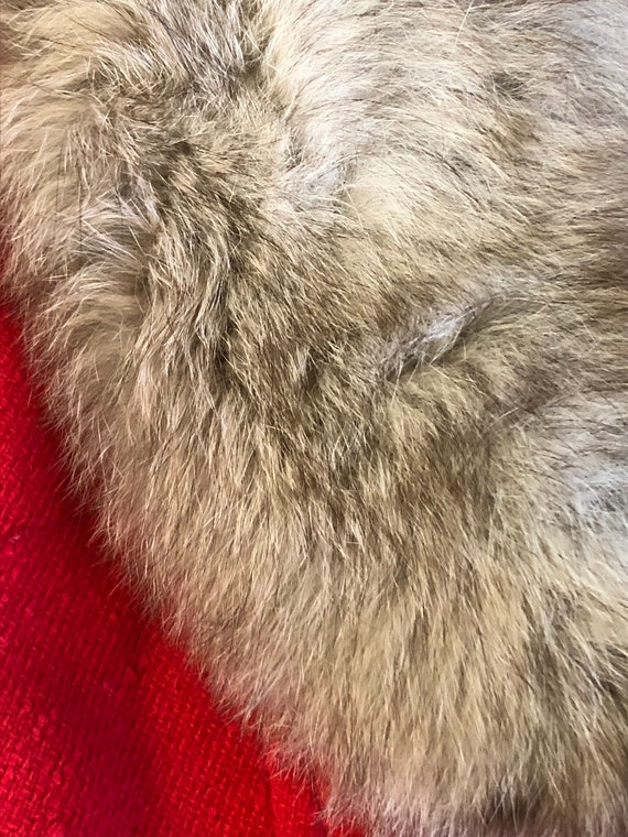 Vintage Red Wool Cropped Jacket w/Fox Fur Collar - image 6