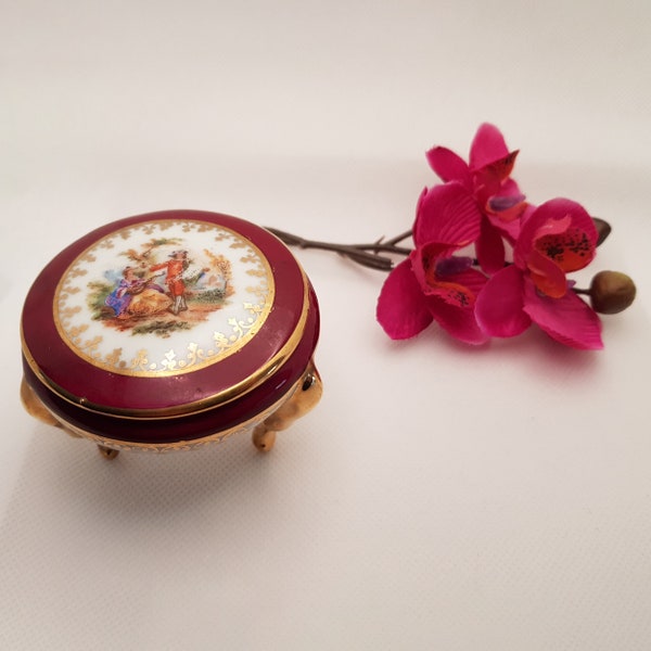 Mini Boite à Bijoux En Porcelaine De Limoges Vintage