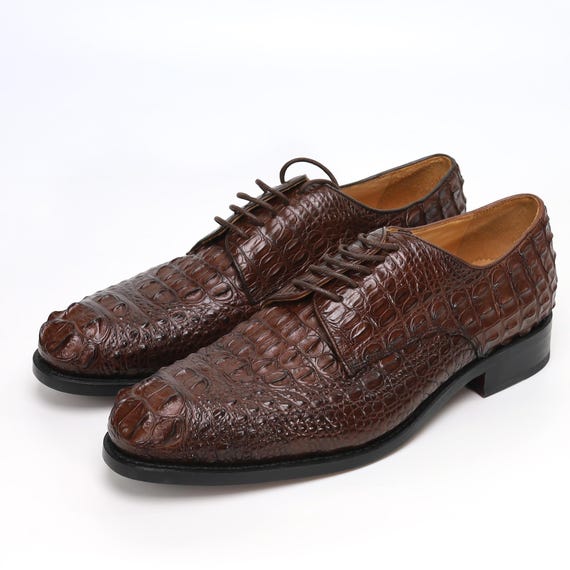 Handmade Exotic Leather Derby Dress Shoes, Mens Formal Lace  display picture 3