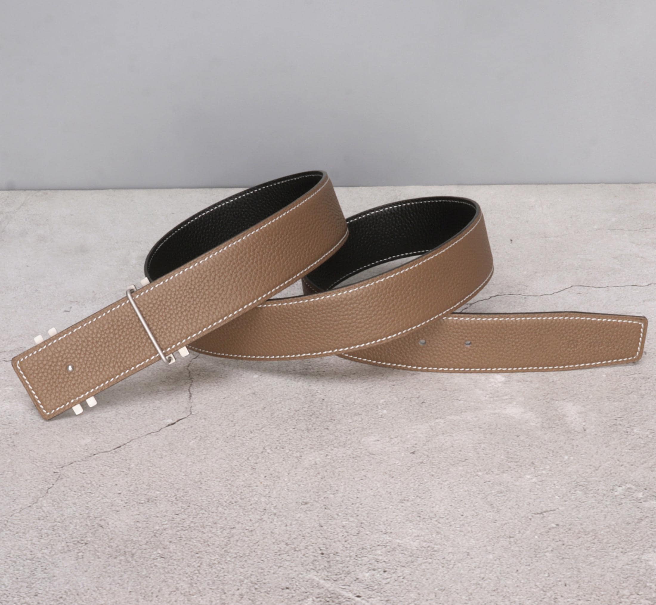 Taupe Leather Belt - Etsy
