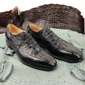 Zapatos de corte entero para hombre de cuero genuino Backbone, zapatos de hombre de cocodrilo negro, marrón oscuro, talla 7-14US #869