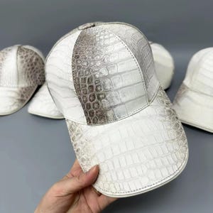Adjustable Alligator Cap – Handmade Leather Hat, Genuine Leather Cap for Men HimaIaya belly