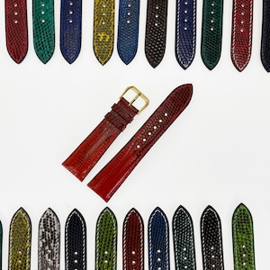 Genuine Leather Watch Band Strap Lizard Iguana Replacement Watch Strap Band Handmade 24, 23, 22, 21, 20, 19, 18, 17, 16, 15, 14mm,Pin Buckle