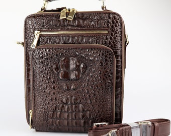 Herren Alligator Umhängetasche - Leder Crossbody für Reisen, Arbeit und täglichen Gebrauch