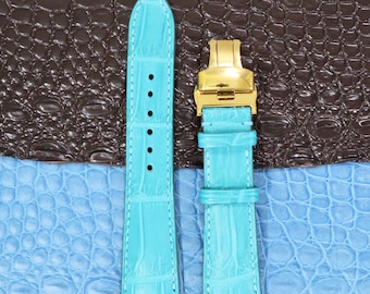 Turquoise Alligator Watch Strap – Handmade Genuine Leather Band