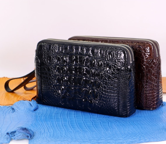 Leather Wallet Business Alligator Clutch With Lock Alligator Bag