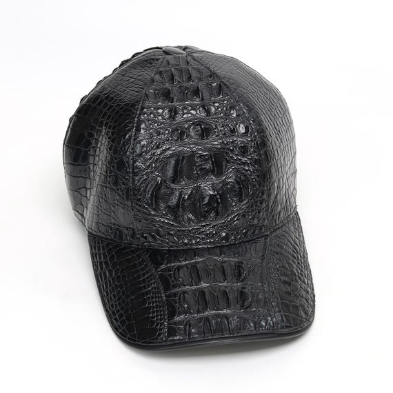 Adjustable Alligator Cap – Handmade Leather Hat, Genuine Leather Cap for Men
